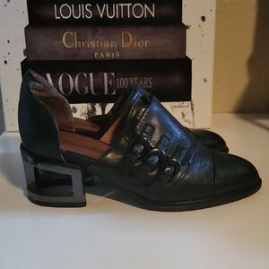 Jeffrey Campbell Black Leather Heels with Cutout Design